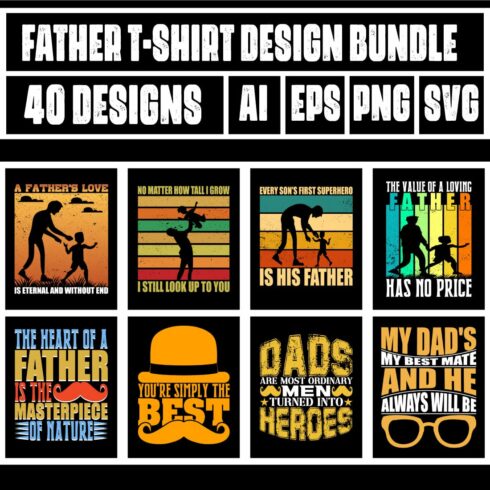 Father T-Shirt Design Bundle main cover