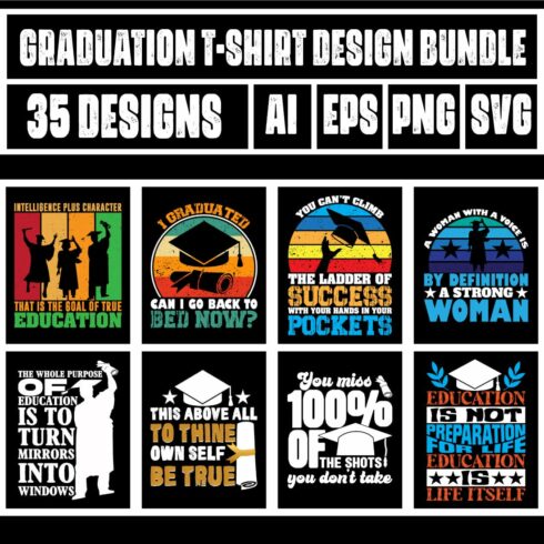 Graduation T-Shirt Design Bundle main cover