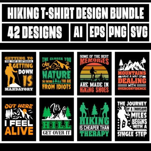 Hiking T-Shirt Design Bundle main cover
