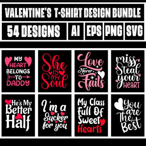 Valentine Day T-shirt Design Bundle main cover.