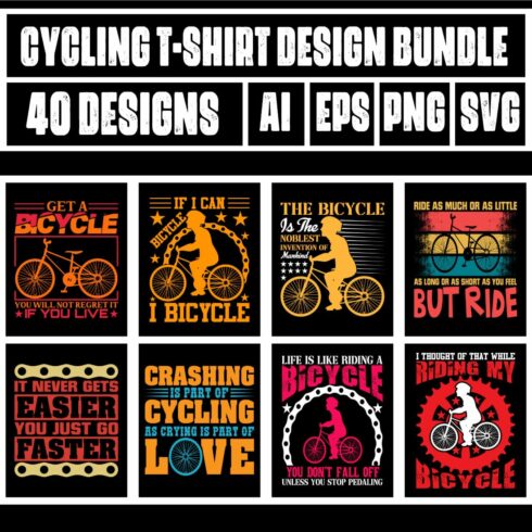 Cycling T-Shirt Design Bundle main cover