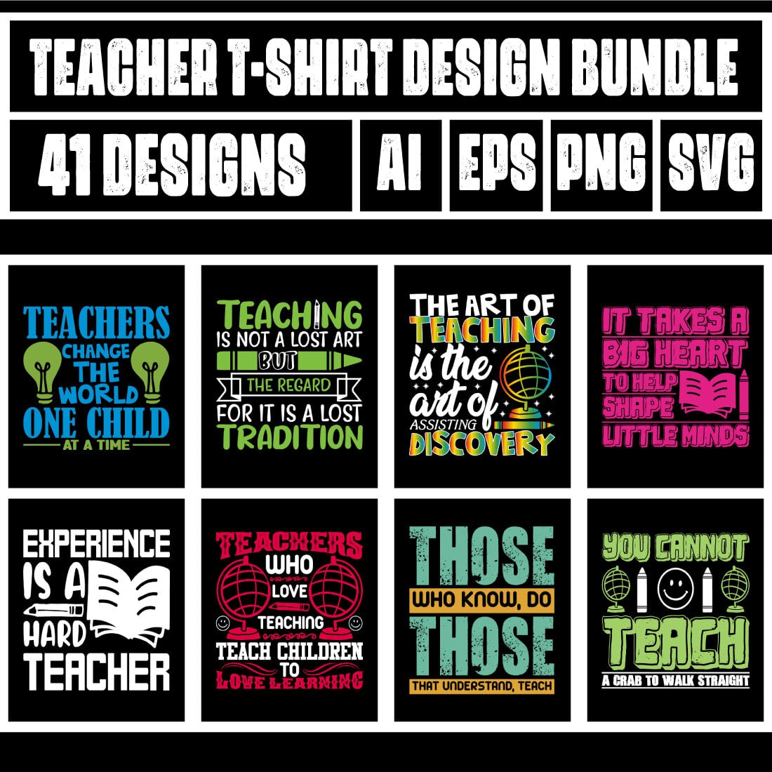Teacher T-Shirt Design Bundle main cover