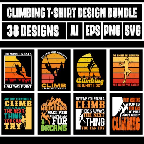 Climbing T-Shirt Design Bundle main cover