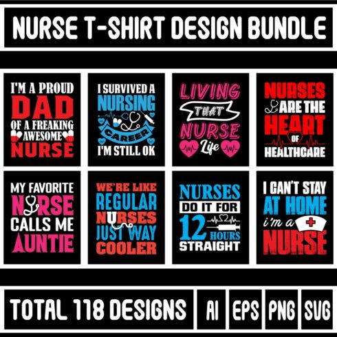 Nurse T-Shirt Design Bundle main cover