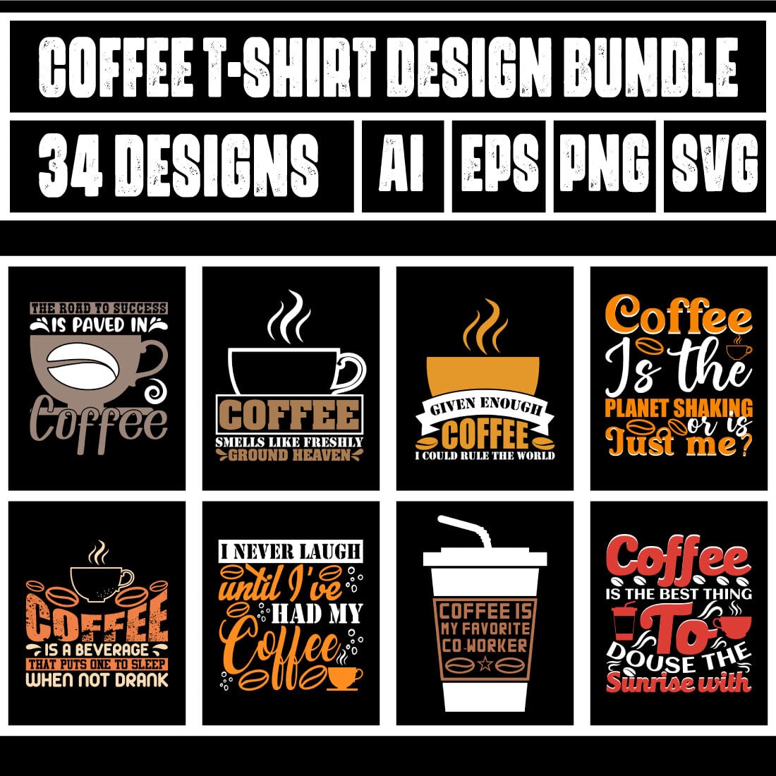 Coffee T-Shirt Design Bundle main cover