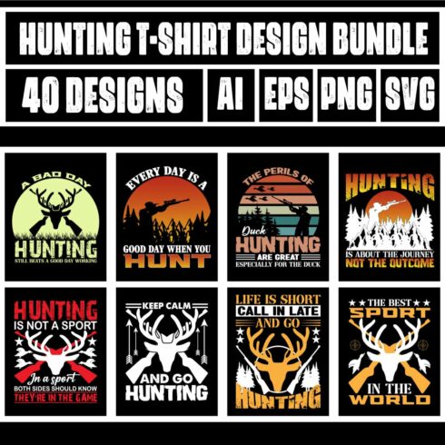 Hunting T-Shirt Design Bundle main cover