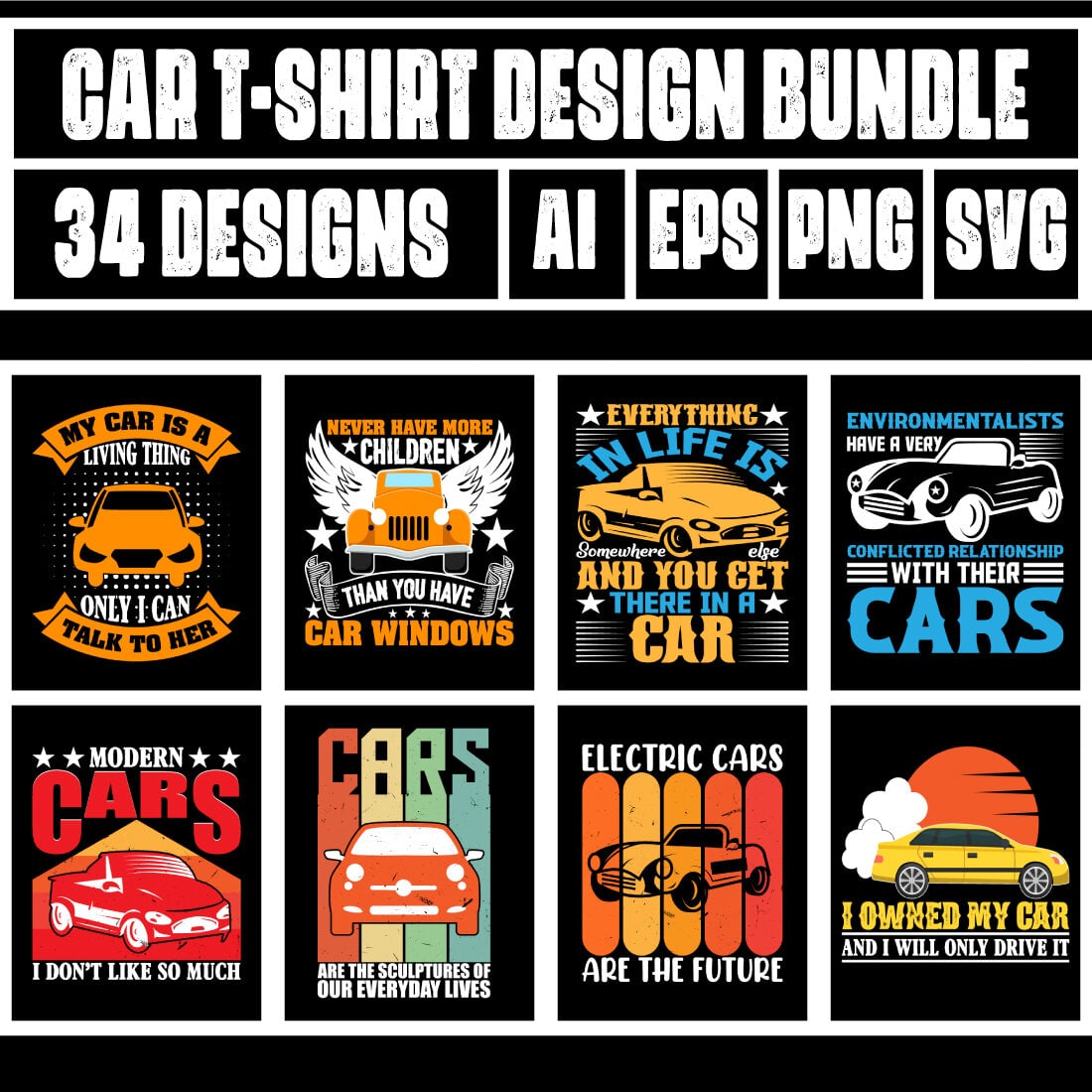 Car T-Shirt Design Bundle main cover