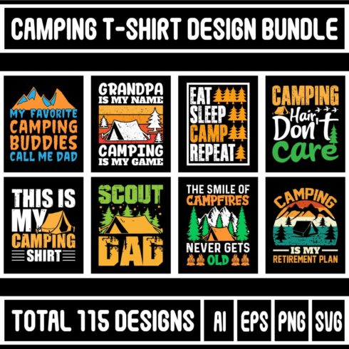 Camping T-Shirt Design Bundle main cover