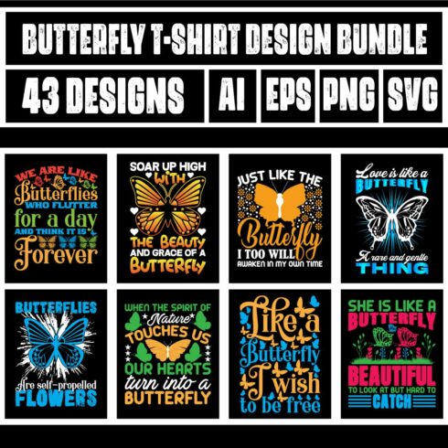 Butterfly T-Shirt Design Bundle main cover