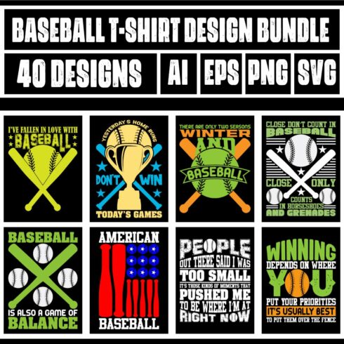 Baseball T-Shirt Design Bundle main cover