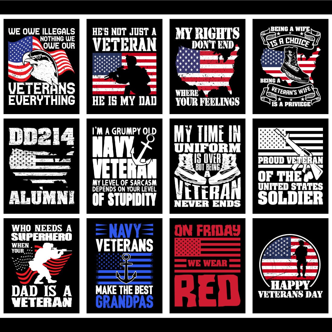 Veteran T-Shirt Design Bundle cover