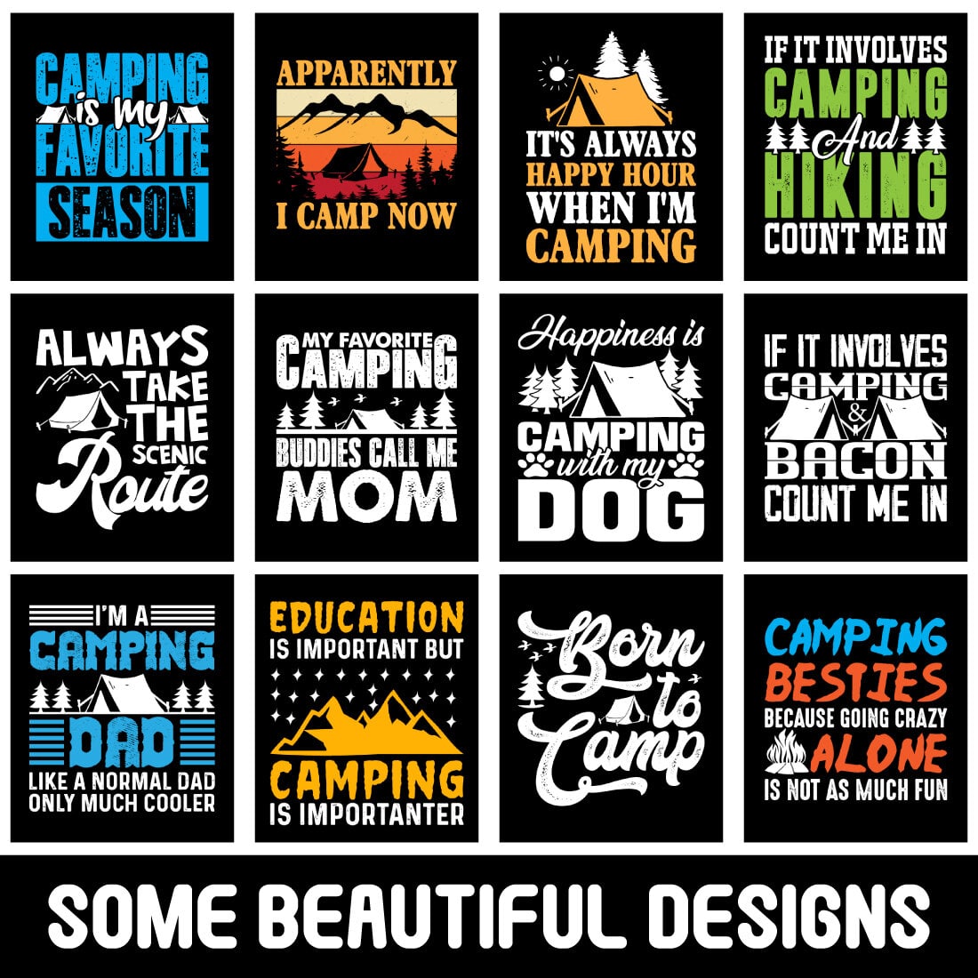 Camping T-Shirt Design Bundle cover