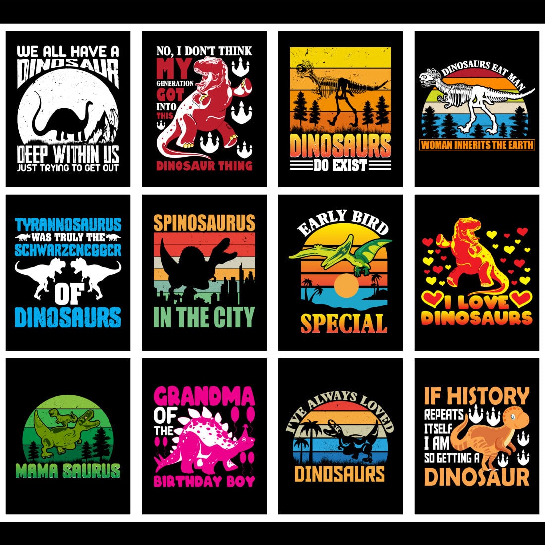 Dinosaur T-Shirt Design Bundle cover