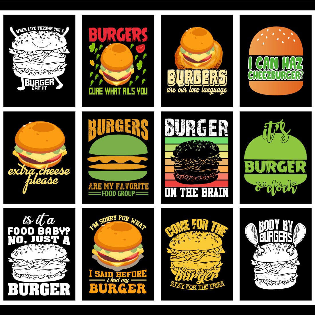 Burger T-Shirt Design Bundle cover