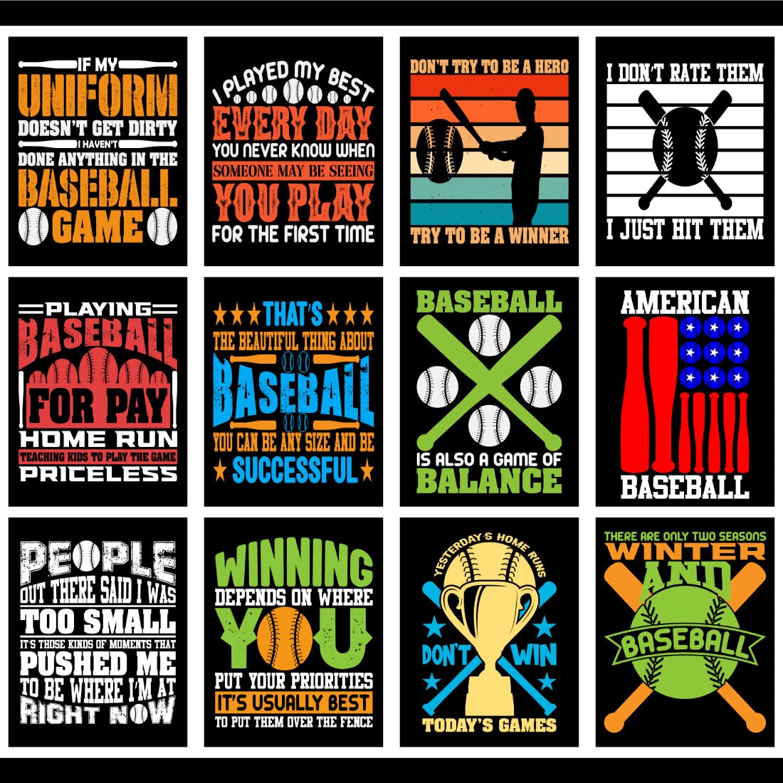 Baseball T-Shirt Design Bundle cover