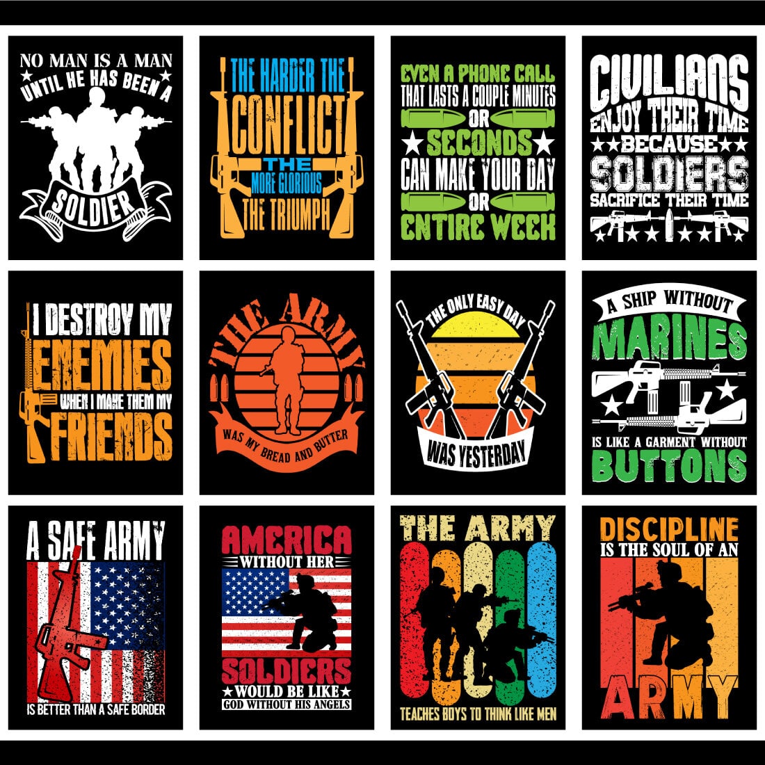 Army T-Shirt Design Bundle cover