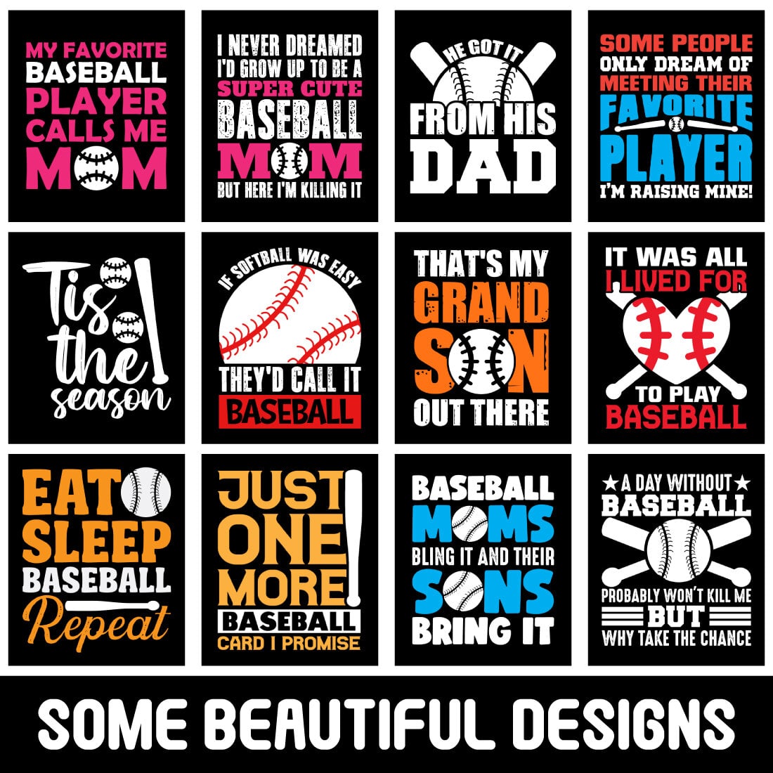 Baseball T-Shirt Design Bundle cover