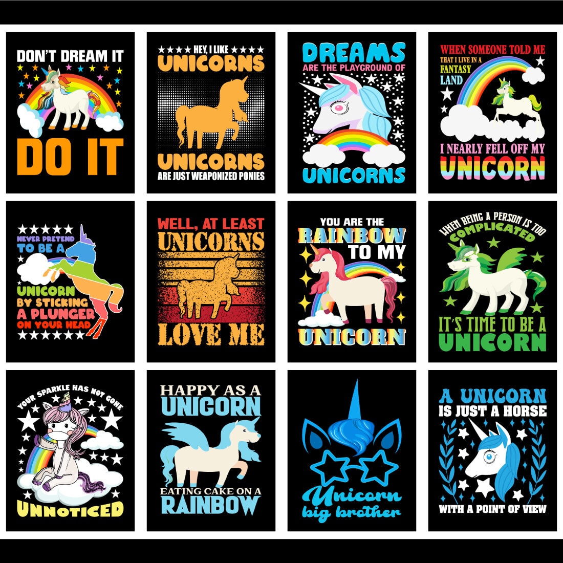 Unicorn T-Shirt Design Bundle cover
