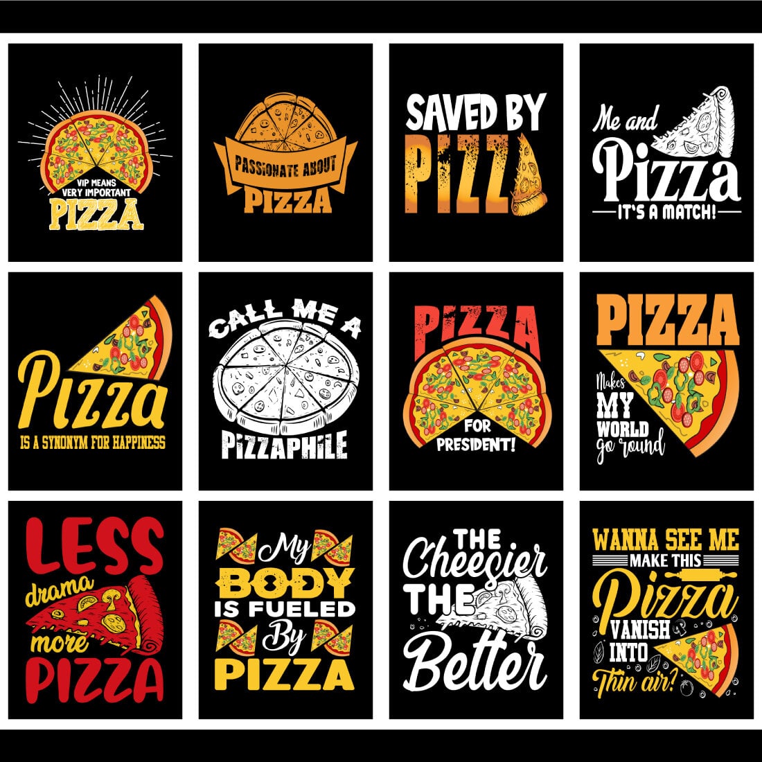 Pizza T-Shirt Design Bundle cover