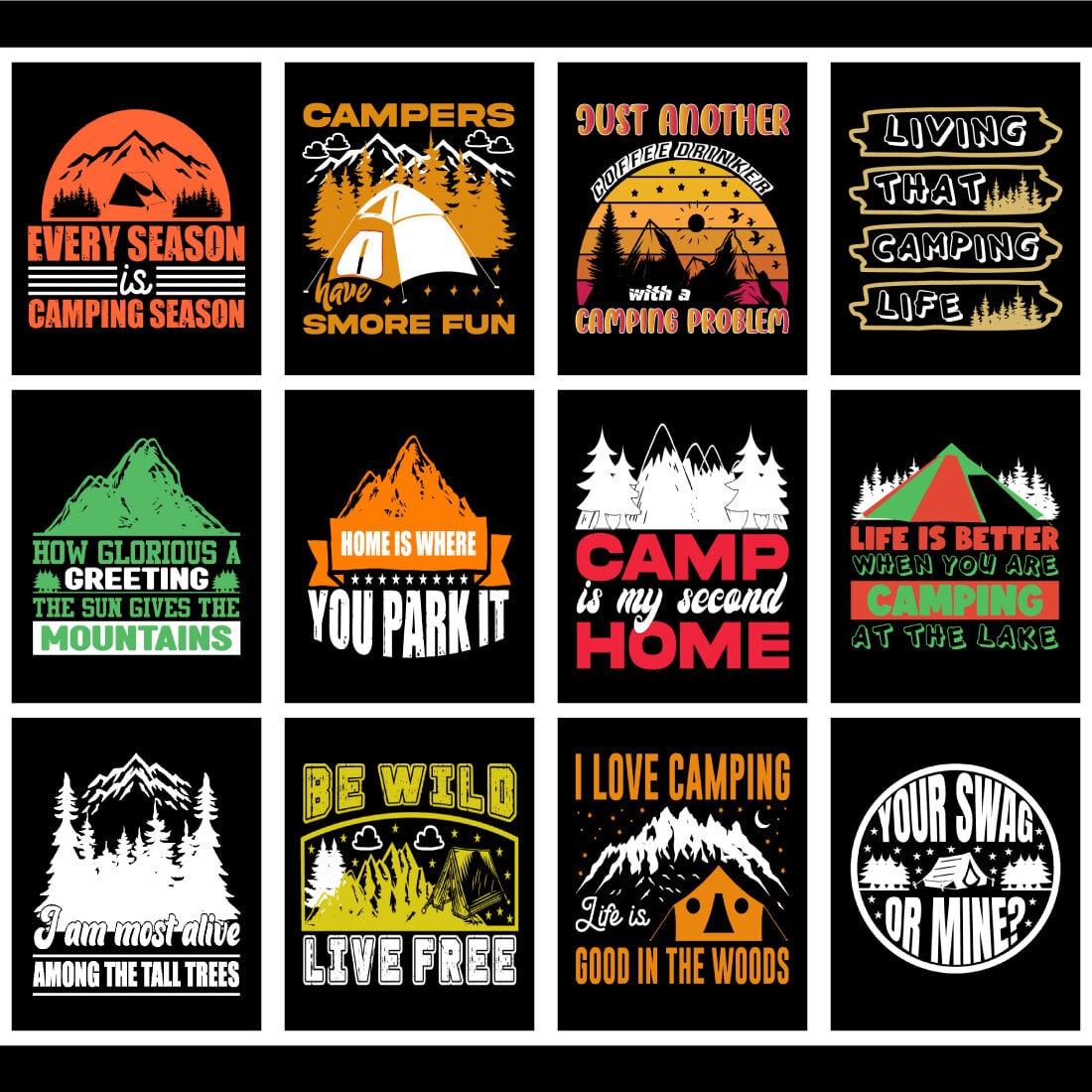 Camping T-Shirt Design Bundle cover