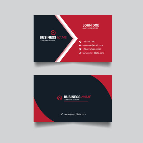 Professional Black and Red Corporate Modern Business Card Template Design main cover.