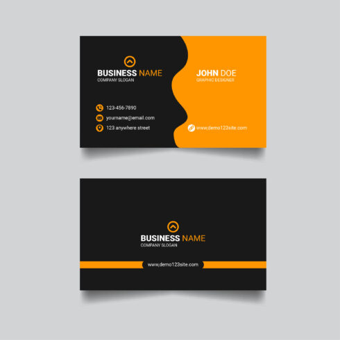 Creative Modern Orange and Black Business Card Design, Corporate Visiting Card main cover.
