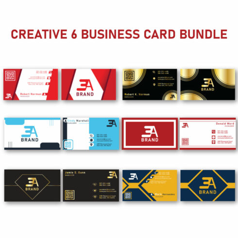 A selection of images of colorful business card templates