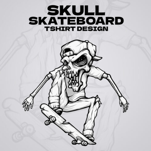 Skull Skateboard T-Shirt Design.