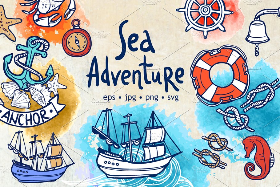 Cover image of Sea Adventure Sketch Set.