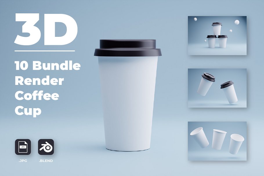 Cover image of 10 Bundle 3D Render Coffee Cup.