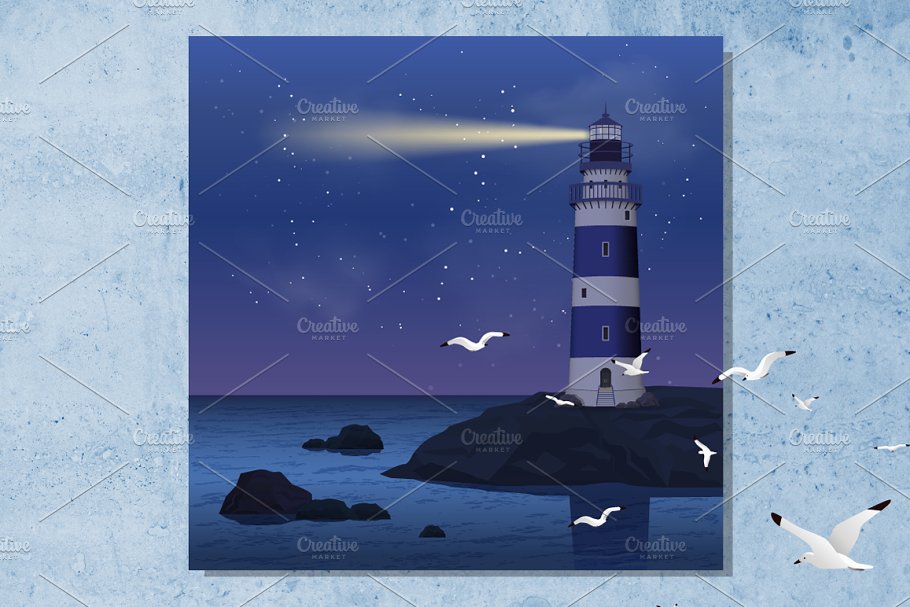 Lighthouse Realistic Set poster preview.