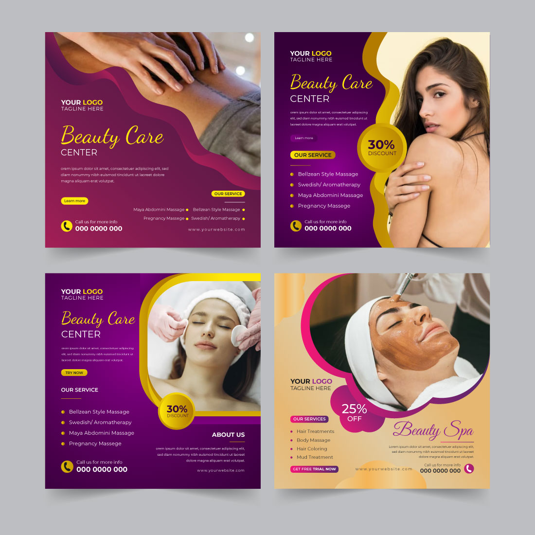 Massage Spa Beauty Flyer Templates Design Editable Printable 