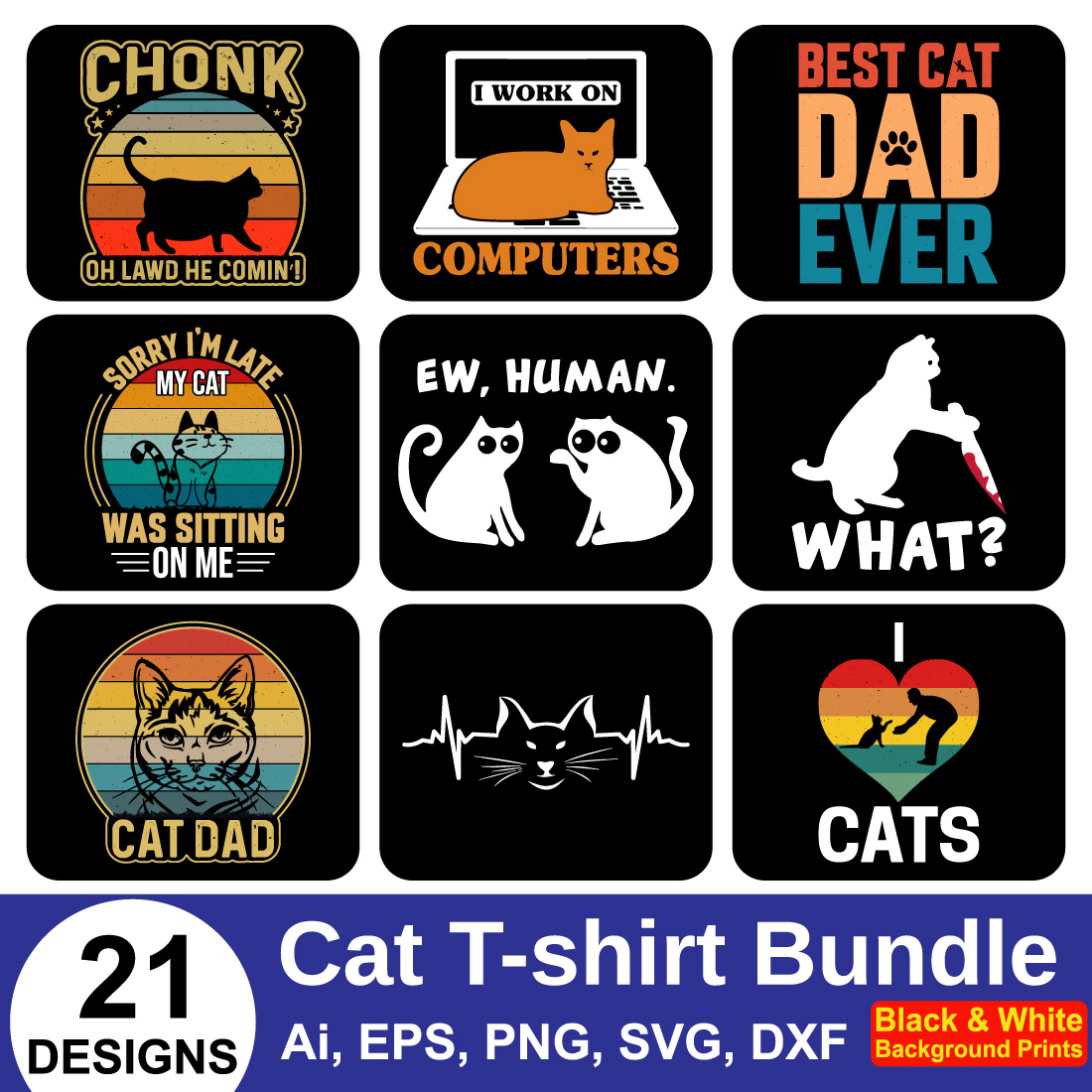 Funny Cat Lover Typography T-Shirt Design main cover.