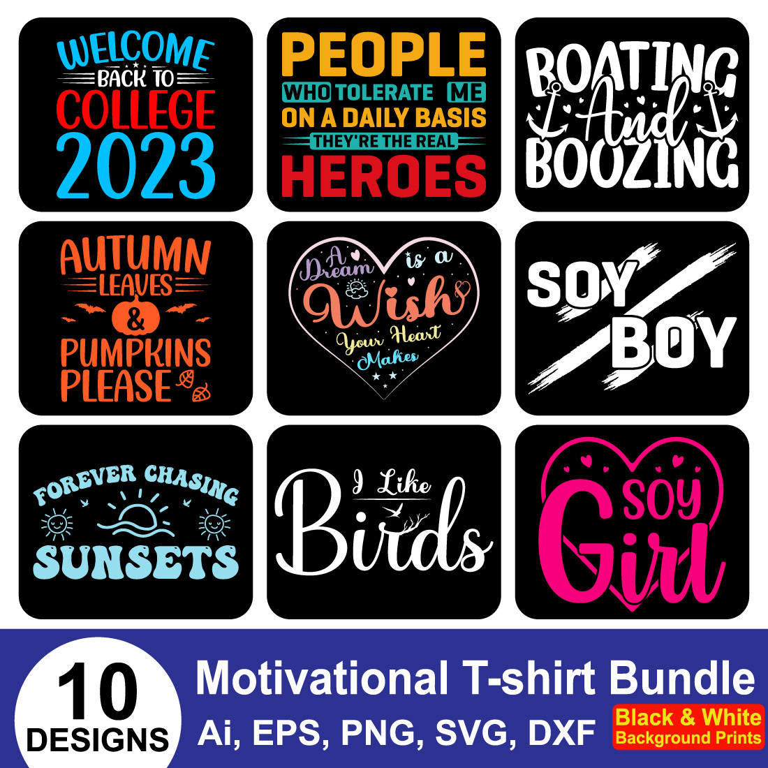 Minimalist Motivational T-shirt Design Bundle main cover.