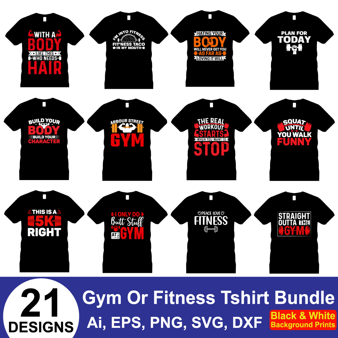 Gym or Fitness T-shirt Design cover image.