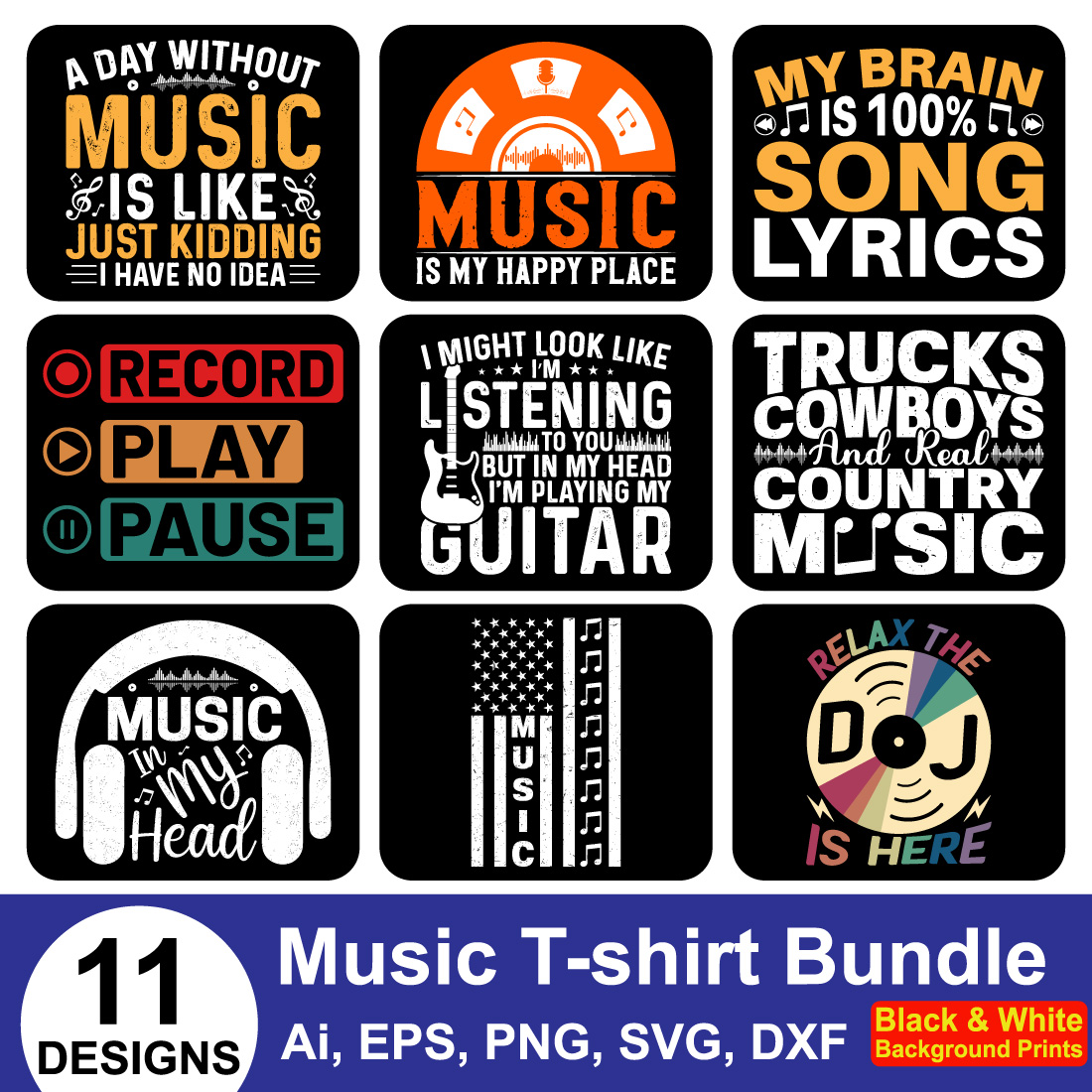 Dj Music Motivational T-shirt Design image cover.