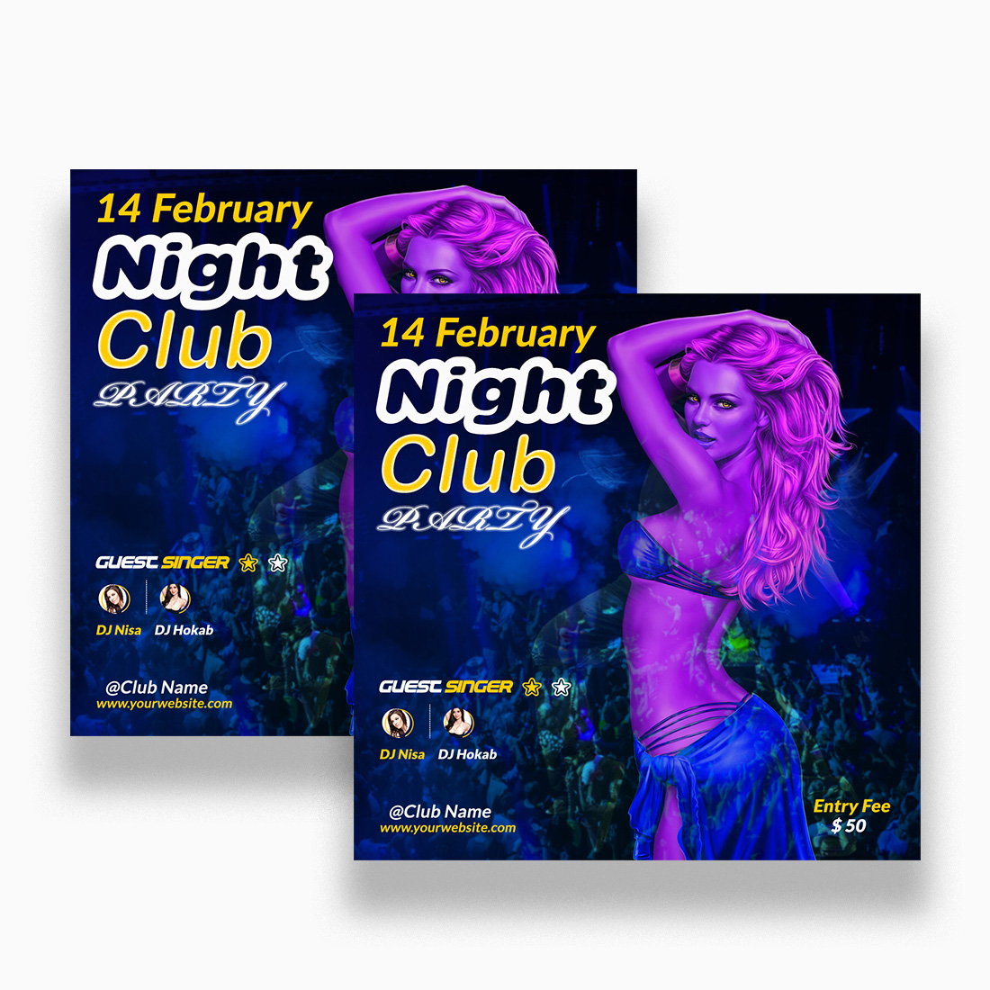 Night Club Social Media Post Design Template main cover.