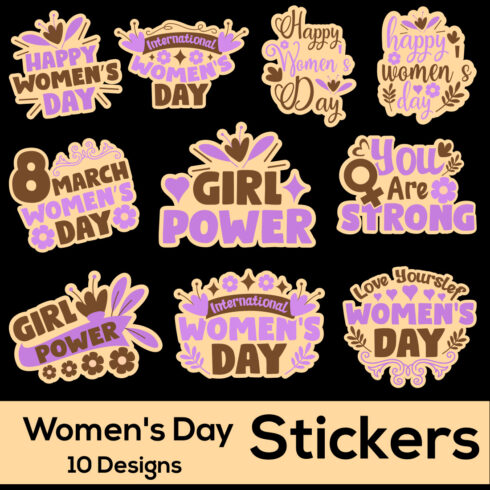 Women's Day Stickers Bundle main cover image.