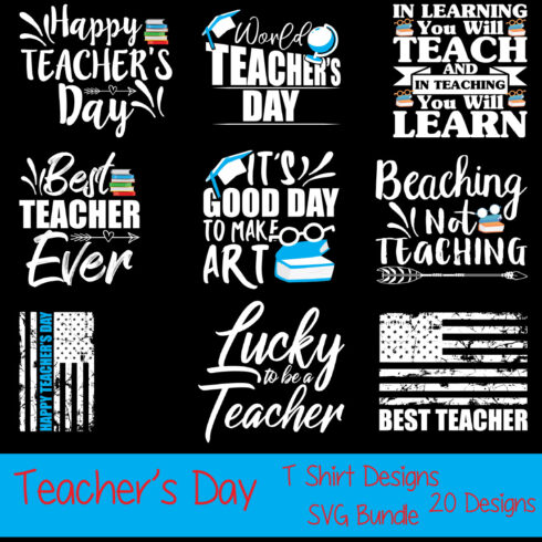 Teacher's Day T-Shirt Designs Bundle cover image.