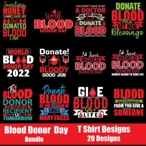 Blood Donor Day T-Shirt Designs Bundle.