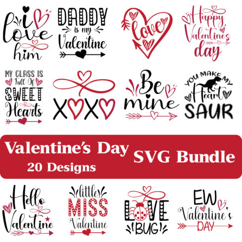 Valentine's Day SVG Bundle main cover.