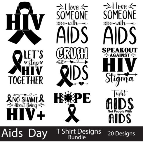 Aids Day T-Shirt Designs Bundle main cover