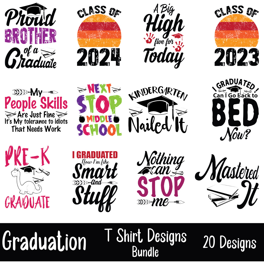 Graduation T-Shirt Designs Bundle main cover
