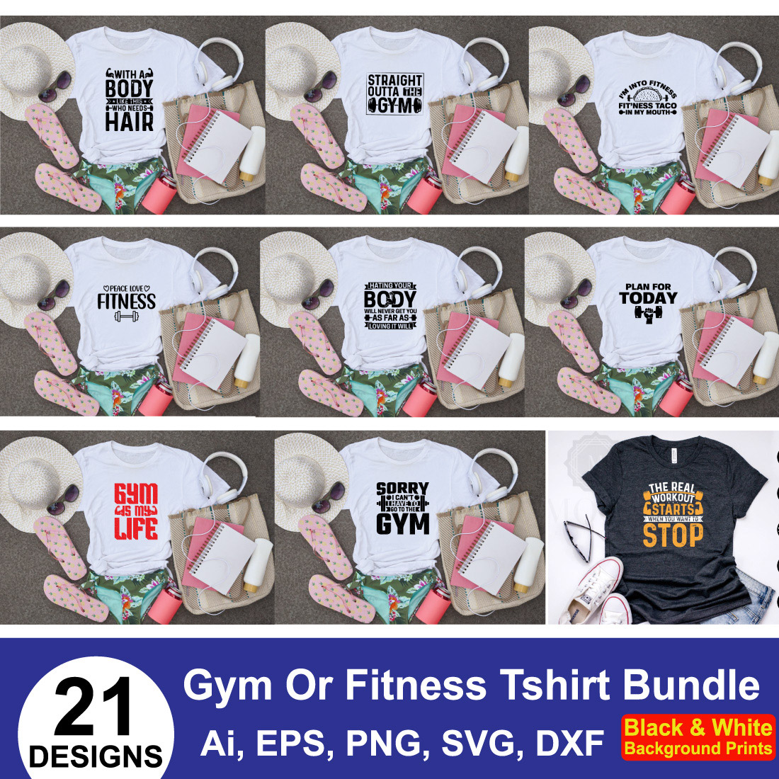 T-shirt Gym or Fitness Design cover image.