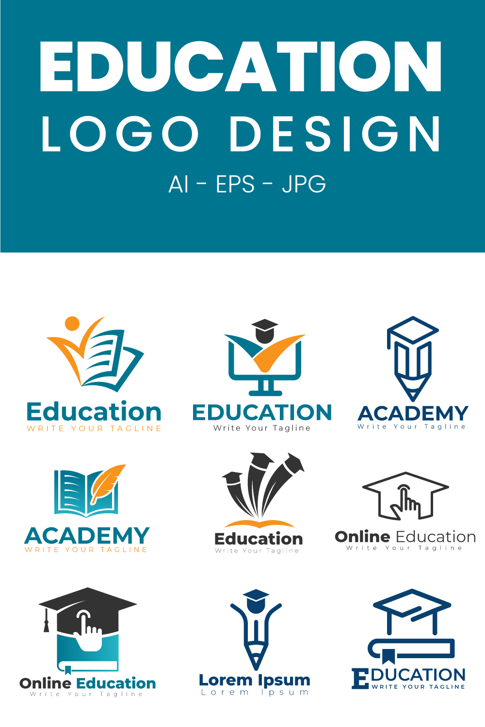 20 Education Logo Designs pinterest image.