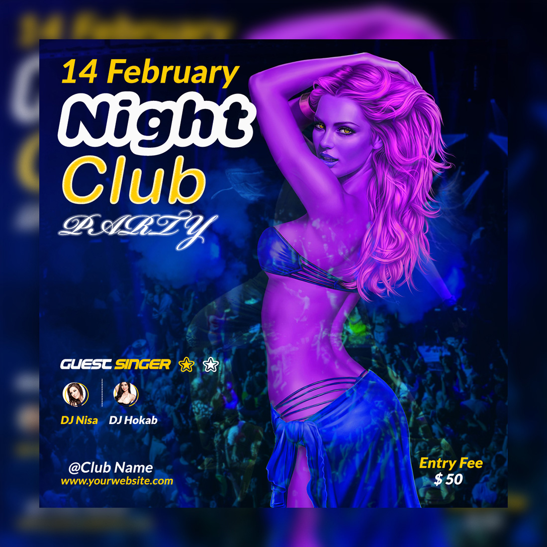 Night Club Social Media Post Design Template cover image.