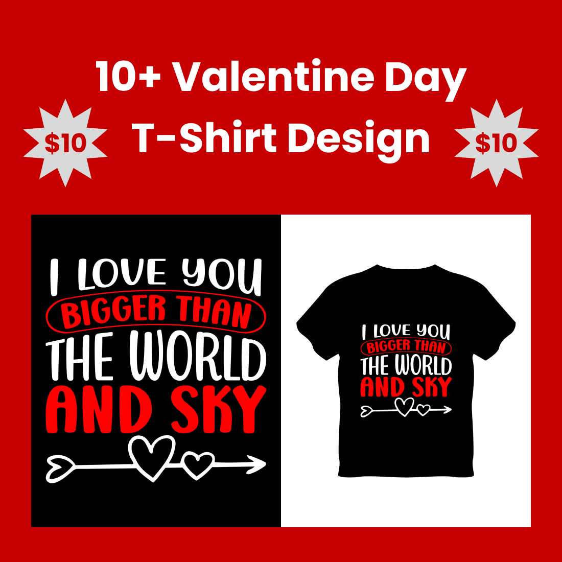 10+ Valentine Day T-Shirt Design Bundle image preview.