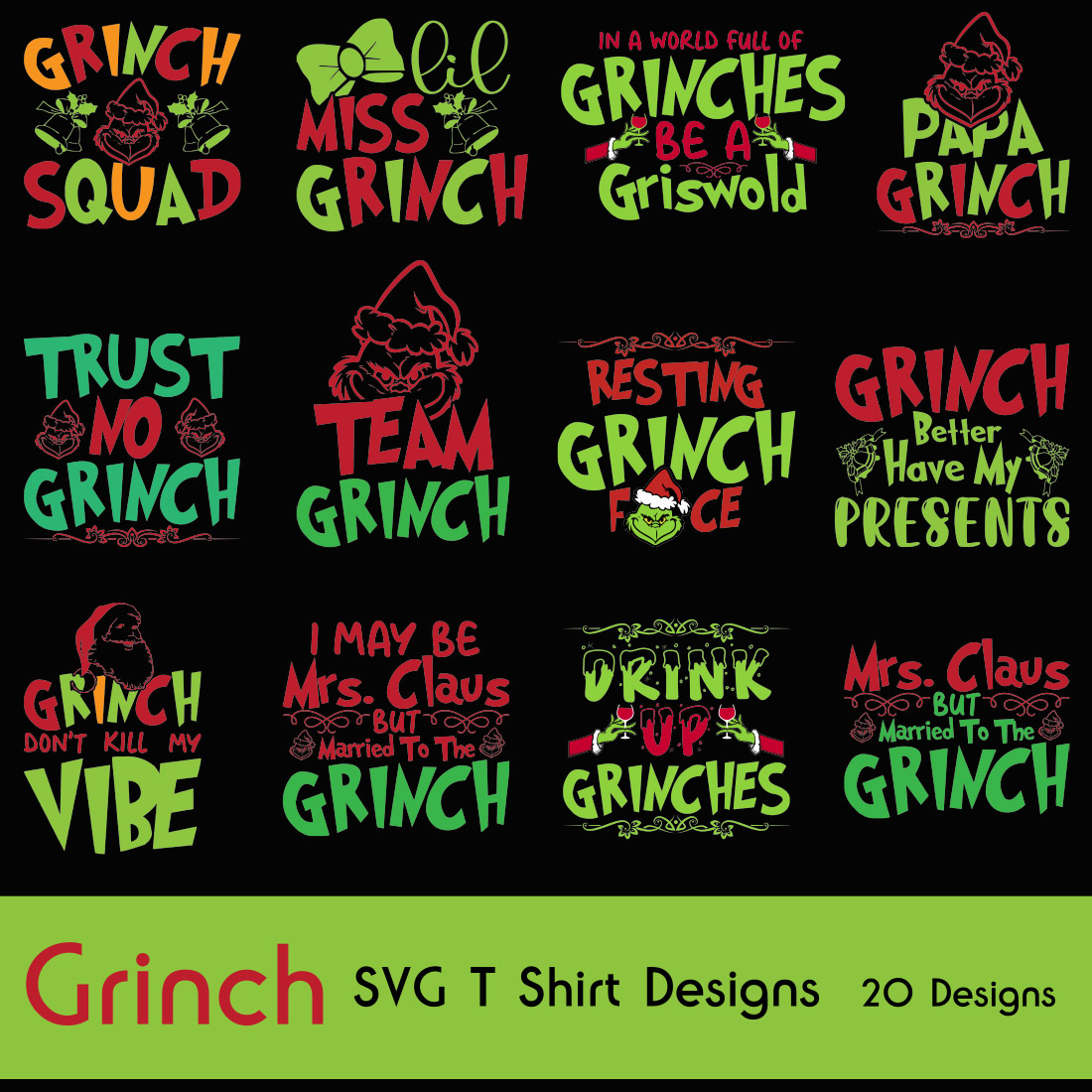 Grinch SVG T-Shirt Design Bundle main cover