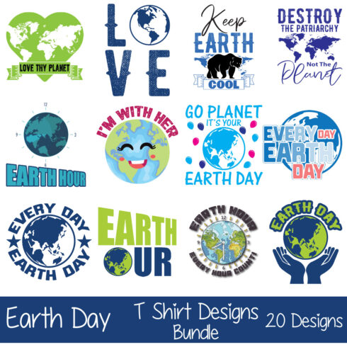 Earth Day T-Shirt Designs Bundle main ocver