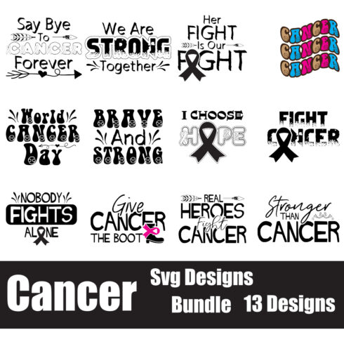 Cancer SVG T-Shirt Designs Bundle main cover